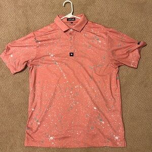 Bad Birdie Coral Paint-Splatter Polo